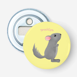 Cute grey chinchilla cartoon illustration  bottle opener