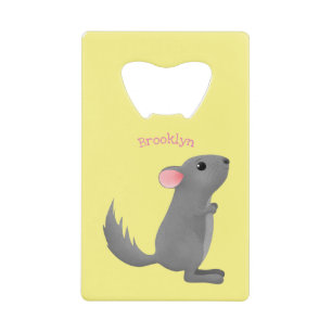 Cute grey chinchilla cartoon illustration  credit card bottle opener