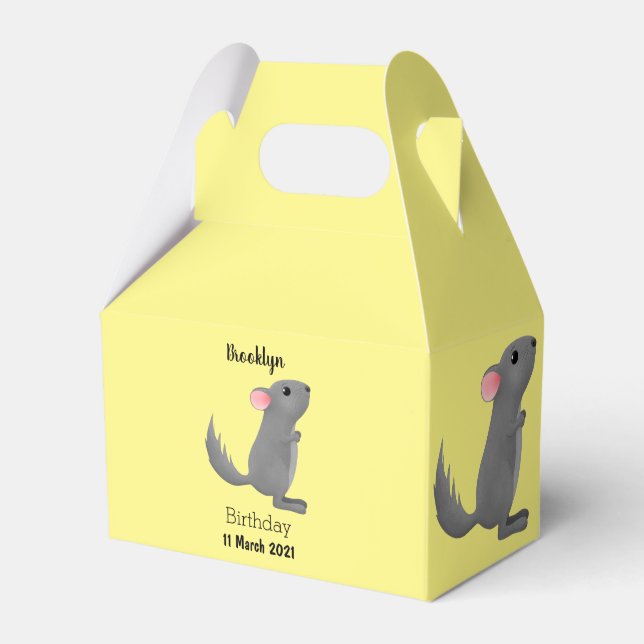 Cute grey chinchilla cartoon illustration  favor box (Front Side)
