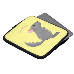 Cute grey chinchilla cartoon illustration laptop sleeve