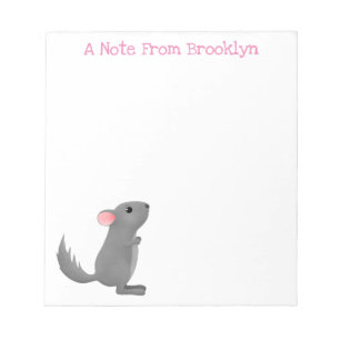 Cute grey chinchilla cartoon illustration notepad