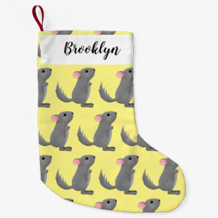 Cute grey chinchilla cartoon illustration  small christmas stocking