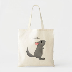 Cute grey chinchilla cartoon illustration tote bag