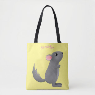 Cute grey chinchilla cartoon illustration  tote bag