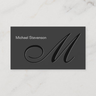 Cute Grey Clean Plain Monogram Business Card