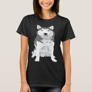 cute grey colored Siberian Husky with blue eyes T-Shirt