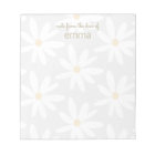 Cute Grey Daisy Floral  Notepad