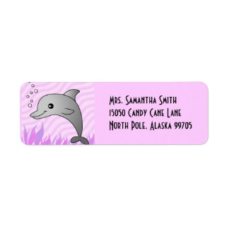 Cute Grey Dolphin in Pink Water