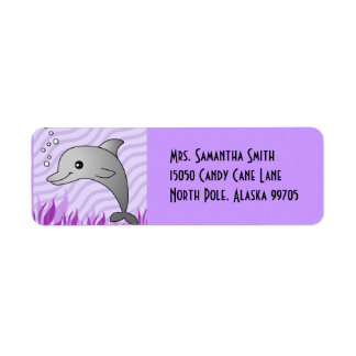 Cute Grey Dolphin in Purple Water