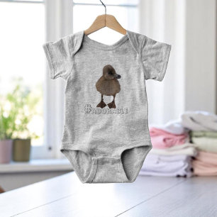Cute Grey Duckling Photograph Custom Text Baby Bodysuit