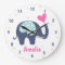 Cute Grey Elephant and Pink Heart Personalised
