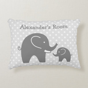 Cute grey elephants accent pillow for kids room