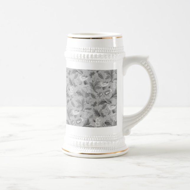 Cute grey floral pattern beer stein (Right)