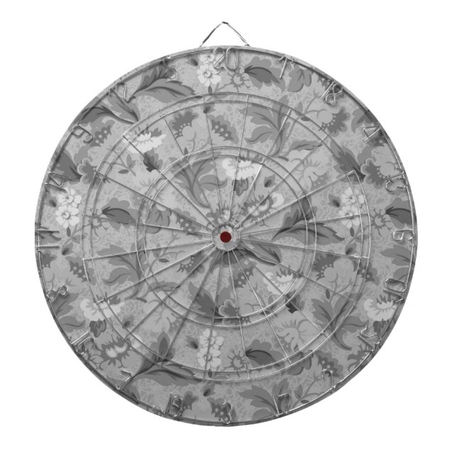 Cute grey floral pattern dartboard (Front)