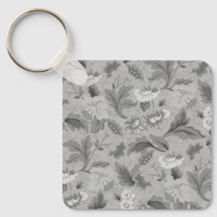 Cute grey floral pattern keychain