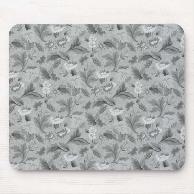 Cute grey floral pattern mouse pad (Front)