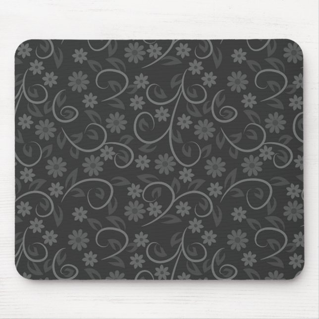 Cute grey flowers pattern mouse pad (Front)