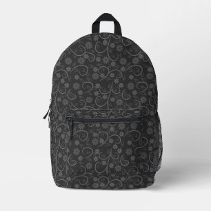 Cute grey flowers pattern throw pillow printed backpack