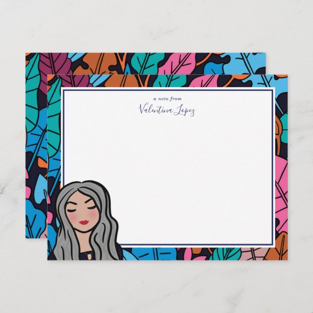 Cute Grey Hair Lady Medium Skin Tone Personalized  Card (Front/Back)