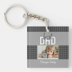 Cute Grey Heart Best Dad Photo Father`s Day Keych Keychain