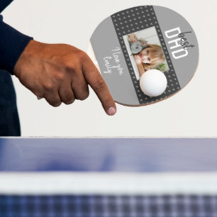 Cute Grey Heart Best Dad Photo Father`s Day Ping Pong Paddle