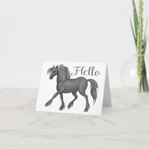 Cute Grey Horse Hello Card Equestrian Horses