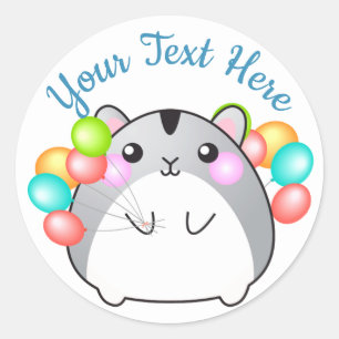 Cute Grey Kawaii Hamster Classic Round Sticker