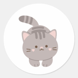 Cute Grey Kitten Classic Round Sticker