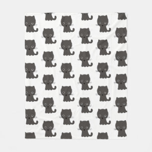Cute Grey Kitten Pattern Fluffy Baby Kitty Cat Fleece Blanket
