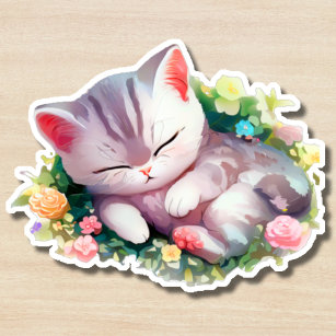 Cute Grey Kitten Taking a Nap