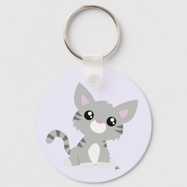 Cute Grey Kitty Keychain (Front)