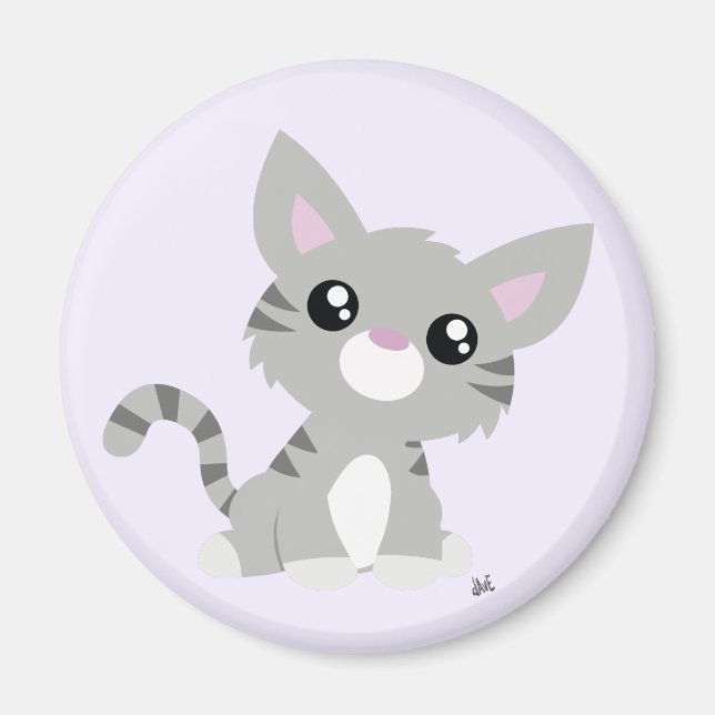 Cute Grey Kitty Magnet (Front)