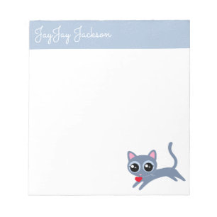 Cute Grey Kitty with a Heart Personalized Notepad