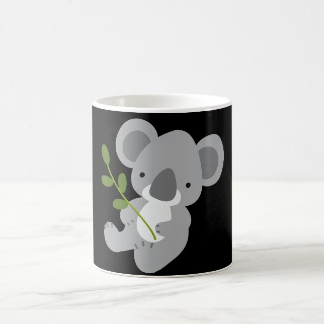 Cute Grey Koala Bear with Green Leaf Magic Mug (Center)
