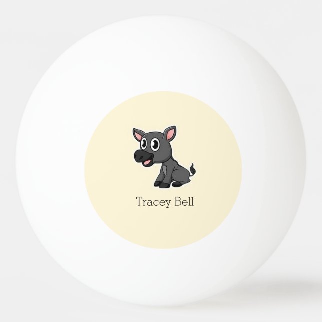 Cute grey little donkey cream ping pong ball (Front)