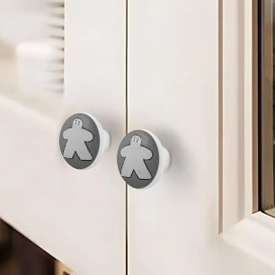 Cute Grey Meeple Board Game Room Ceramic Knob