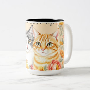 Cute Grey & Orange Tabby Cat Lovers Design  Two-Tone Coffee Mug