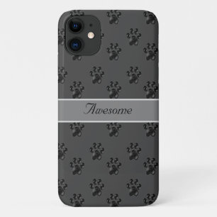 Cute grey paw pattern and calligraphy iPhone 11 case