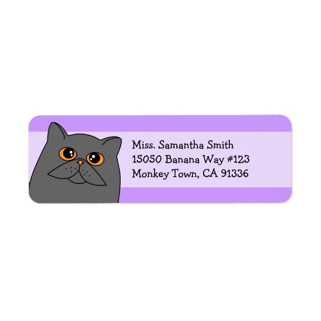 Cute Grey Persian Cat Return Address Labels (Front)