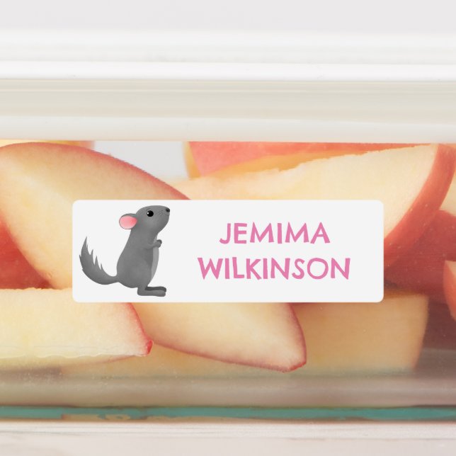 Cute grey personalized chinchilla cartoon school (Affixed)