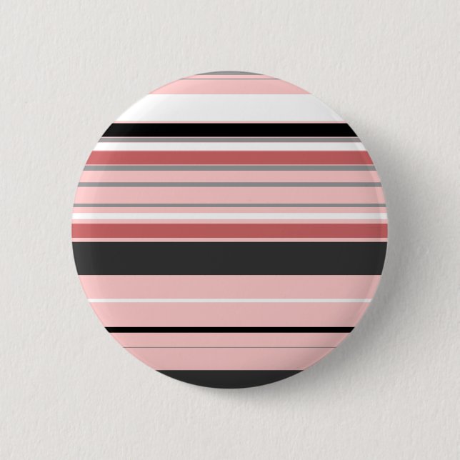 Cute grey pink stripes 2 inch round button (Front)