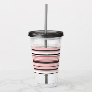 Cute grey pink stripes acrylic tumbler