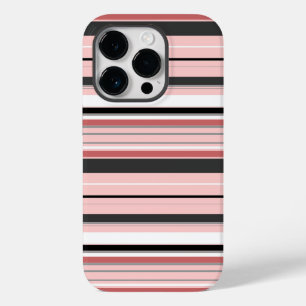 Cute grey pink stripes Case-Mate iPhone 14 pro case