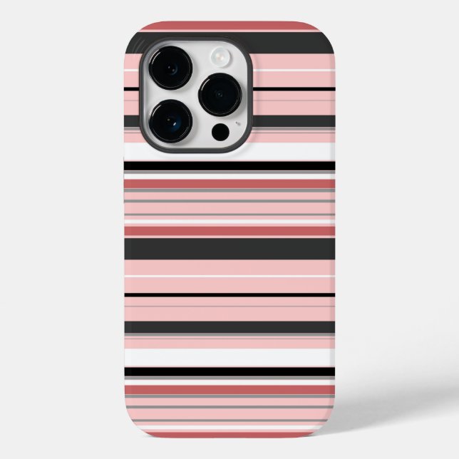 Cute grey pink stripes Case-Mate iPhone case (Back)