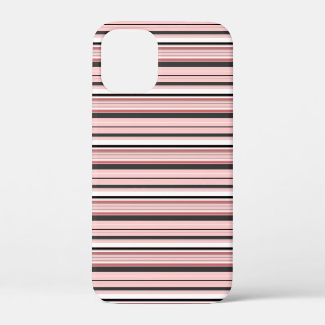 Cute grey pink stripes Case-Mate iPhone case (Back)