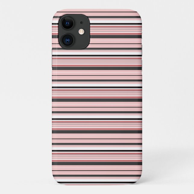Cute grey pink stripes Case-Mate iPhone case (Back)