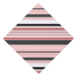 Cute grey pink stripes graduation cap topper