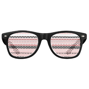 Cute grey pink stripes retro sunglasses