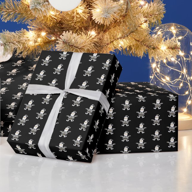Cute Grey Plaid Santa Holiday Pattern Wrapping Paper (Holidays)