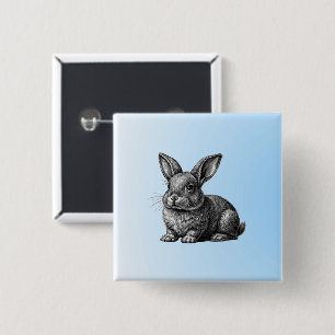 Cute Grey Rabbit against a Blue Sky 2 Inch Square Button
